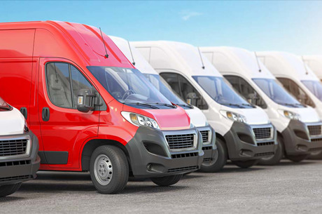 Red Delivery Van In A Row Of White Vans Best Expr 2021 08 31 08 29 14 Utc